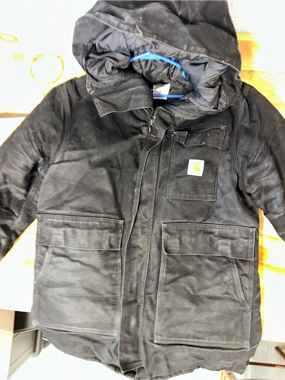 Vintage CQ385 Carhartt Jacket Large Arctic Quilted Siberian Parka Black USA Made